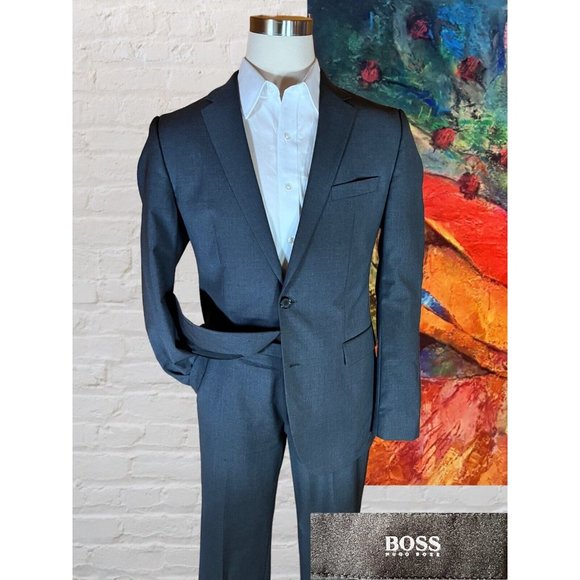 Boss Other - Boss 42L 36x31 Mens Gray Light Weight Wool 2 Piece Suit Jacket Pants